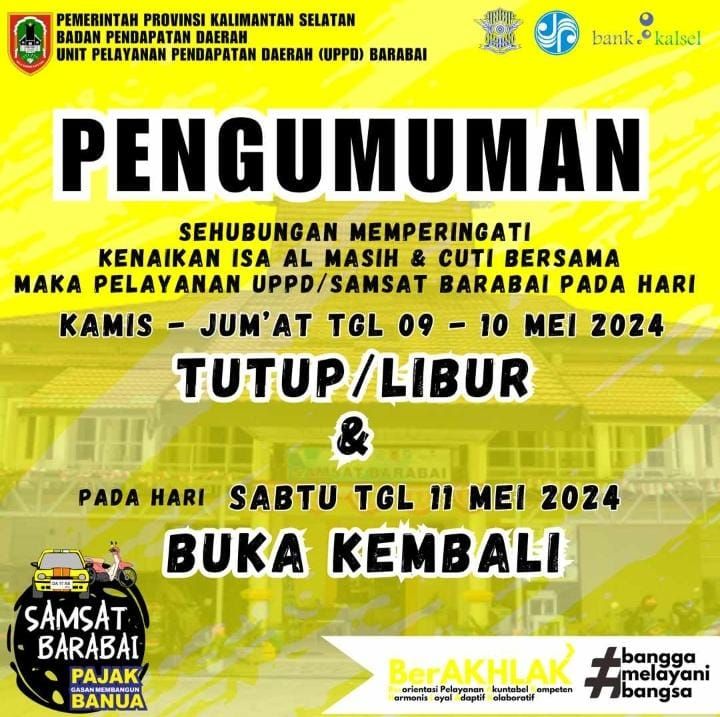 Pajak Satu Tahunan Jatuh Tempo Dimasa Cuti Bersama, Tenang! Samsat Barabai Tak Kenakan Denda Bila Dibayar 11 Mei 2024 1 img 20240509 wa00591176141251443364333